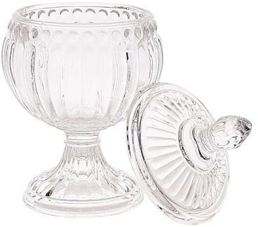 HOME DECO FACTORY, KA6234, Bonbonnière Ronde sur Pied en Verre Transparent, Design Élégant pour Conservation de Douceurs, Idéale pour Décoration, H15 cm, Transparent
