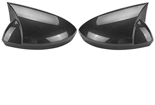 QXWRLD Glänzend Schwarz/Kohlefaser Auto Seitenflügel Rückspiegel Abdeckung Kappe, for Renault, Megane 4 MK4 2016-2020 Bat Rückspiegel Abdeckung Außenspiegel Ersatzteile Auto-Rückspiegel-Abdeckungsgehä