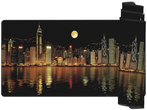 Gold Mouse Mat New York Mouse Pad, Large Mouse Mat 31.5 x 15.7 x 0.12 Inch, Desk Mat Texture Non-Slip Rubber Base, Keyboard Mat Waterproof Mousemat Smooth Surface Mouse Mats for Desk Office Home gq33