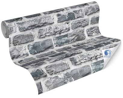 A.S. Creation vorgeleimte Vliestapete DESIGNDROP - Tapezieren ohne Kleister - Grau, Schwarz - Steintapete Made in Germany - 784571