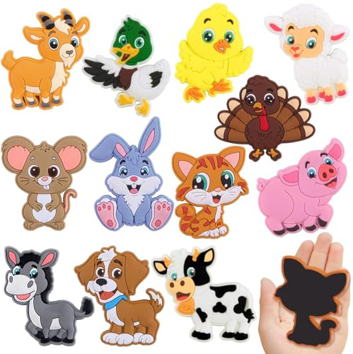 12PCS Animal Fridge Magnets Kids Cartoon Farm Animals Refrigerator Magnet | Cute Cartoon Farm Animal Fridge Magnets for Kids Montessori Educational Fridge Magnets