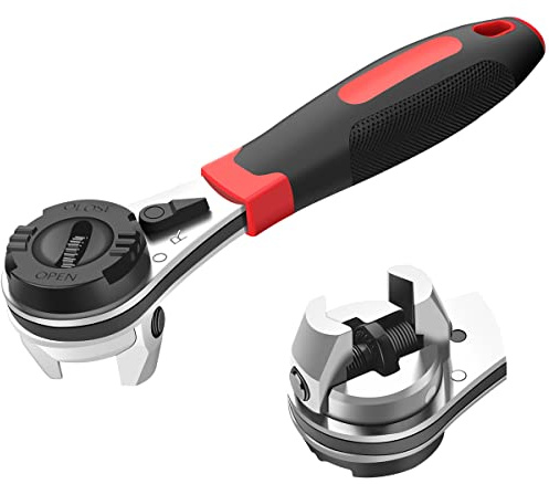 RVEFOT Verstellbares Ratschenschlüssel-Set für 6–22 mm Schraube, Universal-Steckschlüssel-Ratschenschlüssel mit rutschfestem Griff, tragbarer, kleiner, arbeitssparender Schraubenschlüssel für die