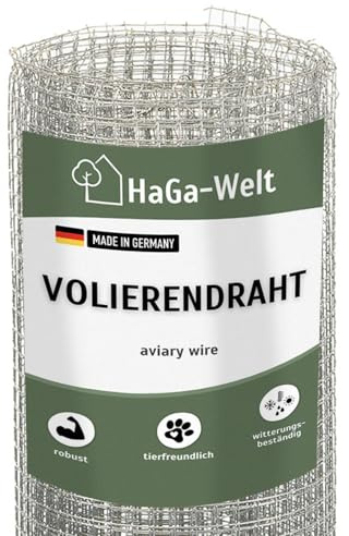 HaGa Volierendraht - 1m Breite | 5m Länge | 6x6mm Masche - Verzinktes Drahtgitter für Vogelvoliere, Hühnerstall & Kleintiergehege - Rostfreier Draht für Voliere - langlebig & witterungsbeständig