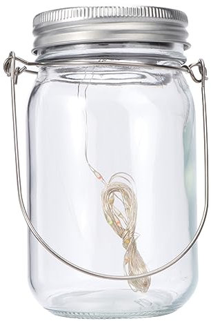 Zerodeko 1 Satz Dekorative Solar Mason Jar Lampe mit Lichtern für Außenbereich Energiesparende Laterne für Stimmungsvolle Beleuchtung Zubehör und Flasche