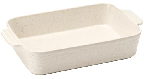 PORCER Keramik-Backform, 3300 ml, Auflaufformen für Ofen, quadratisches Porzellan-Backformen-Set mit Griffen, Lasagne-Backform zum Kochen, perfekt zum Backen und Servieren, Weiß