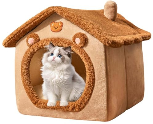 Katzenbett, Katzenbett, Kuschelhöhle, weich, kuschelig, Schlafnest, Winter, warm, große Größe, ideal für Katzen, kleine Hunde, Bunnies, Indoor Wohnzimmer, Schlafzimmer, Weihnachten