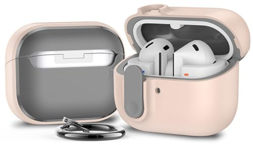 Miimall Case for Samsung Galaxy Buds 3 FE /3 Pro/Buds3 Case [Secure Lock] [Carabiner] [Wireless Charging] Rugged Shockproof Earbuds Protective Cover for Women Girls-Pink