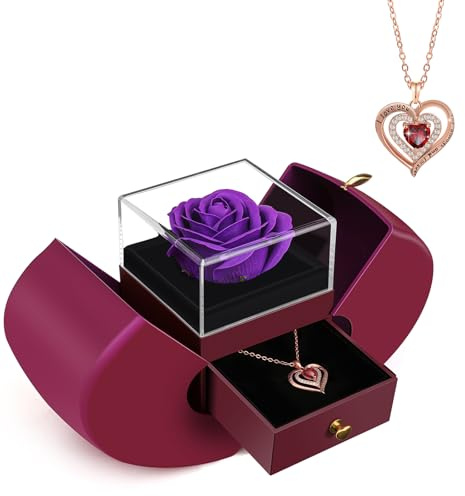 WEIMIL Flor preservada Rosa Violeta, Regalos para Madre, Novia, Mujer, Mujer, Abuela en Navidad, Día de San Valentín, Día de la Madre, Cumpleaños, Aniversario, Acción de Gracias (Violeta)