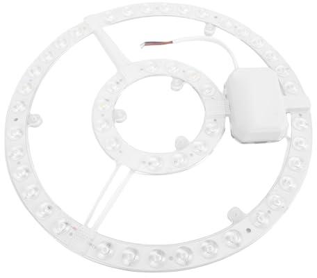 ASHATA Kit de Actualización de Luz de Ventilador de Techo LED, Panel de Placa de Módulo de Reemplazo de Luz de Techo de 10,63 Pulgadas, Cambio de Color Dual LED de 48 W, Redondo, para