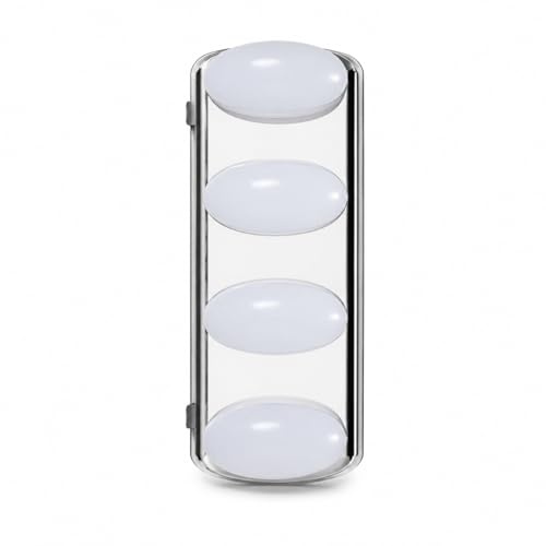 BURAKH LED Makeup Mirror Light – Cordless 4 LED Vanity Lighting with Suction Cups, Portable Travel Cosmetic Light, Battery Powered Mirror Lamp for Dressing Table & Bathroom (Silver)