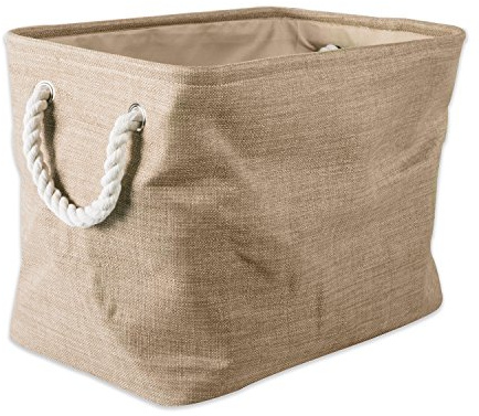 DII, Faltbarer Aufbewahrungskorb aus Polyester, mit Baumwollgriffen, klein, Taupe