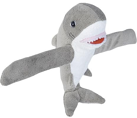Wild Republic 19507 21417 Huggers Schnapparmband Kuscheltier, Plüschtier, Weißer Hai 20 cm, Grau