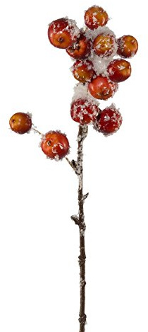 creativ home Künstlicher ZIERAPFELZWEIG mit Schnee. 43 cm. Apfel, Beeren- Zweig beschneit.