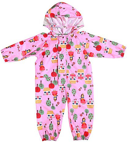 Gagacity Pioggia Completo Bambini Pioggia Cappotto Impermeabile Impermeabile in Un Unico Pezzo 75-135cm 1-7 Anni