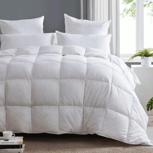 Couette Tempérée 90% Duvet – 220x240 – Enveloppe 100% Percale Coton | Garnissage 220 g/m² • Toutes saisons • Légère & gonflante • Thermorégulatrice • Lavable 40°C • Fabrication française
