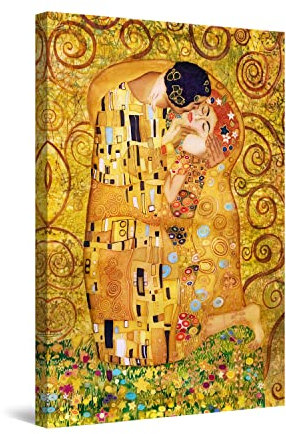 Startonight Impression Sur Toile Peinture Arbre de la Vie, Le Baiser Klimt, Tableau Abstrait - Decoration Murale Salon Moderne - Image sur Toile - Grande 80 x 120 cm Idée Cadeau Élégante et Originale