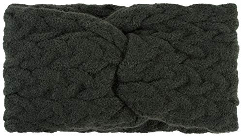 styleBREAKER Damen Strick Stirnband mit Zopfmuster und Twist Knoten, warmes Winter Haarband, Headband, gestrickt 04026044, Farbe:Oliv