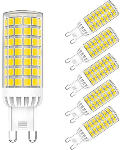 MAYCOLOR G9 9W Energiesparlampe Ersetzt 75W, 750 Lumen, Kaltweiß 6000K, Leuchtmittel Ideal für Kronleuchte Wandlampe Tischlampe Nicht-dimmbar 5er Pack