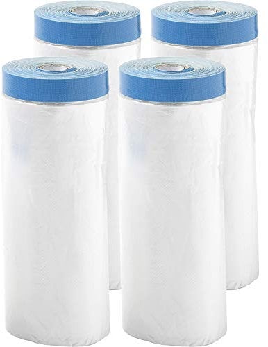 Abdeckfolie mit Klebeband 4 Stück 240cm x 17m UV Malerfolie