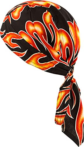 fashionchimp Zandana aus 100% Baumwolle, Bandana-Kopftuch, Bikertuch für Damen und Herren, Muster-Print (Flammen)