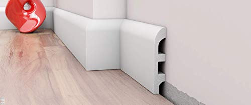 5 pezzi / 10 metri battiscopa – bianco – 2 metri – materiale duro/simile alla plastica – decorazione – Parete – pavimento – soffitto (DP7)