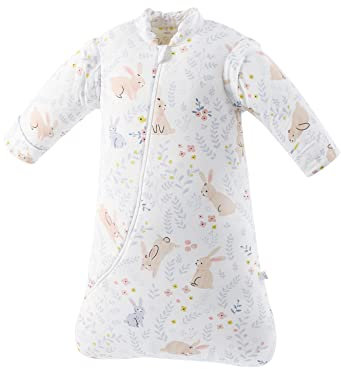 Baby Schlafsack Winterschlafsack 1.5Tog, Warm Gefüttert Baumwolle mit abnehmbaren Ärmeln für Säugling Kleinkinder, Ganzjahres Langarm Baby Schlafanzug für Neugeborene (Wunderland,Large)