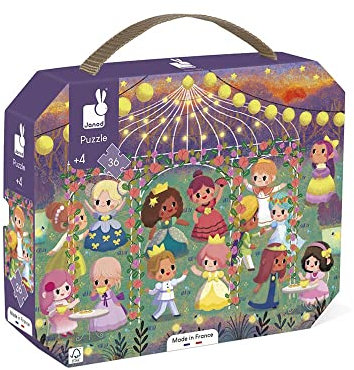 Janod - Kinderpuzzle Prinzessinnen 36 Teile - Lernspiel Feinmotorik und Konzentration - Koffer mit Griff - Hergestellt in Frankreich und FSC-zertifiziert - Ab 4 Jahren, J02608, 50 x 40 cm