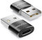deleyCON Adaptateur USB C (2 Pièces) C Femelle vers A Mâle - pour Câble de Charge Câble de Données - pour iPhone 16 15, iPad, Airpods, Watch, Galaxy S25/S24, PC, Tablette - Noir