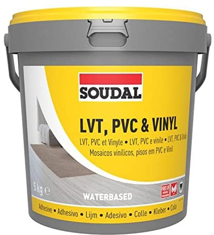 BC Profiles Soudal LVT, PVC & VINYL Solvent-free Dispersion Adhesive, Immediately Walkable, High initial Tack - 5kg