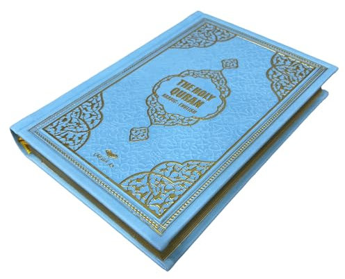 Decoret Koran mit Thermolederüberzug, Korangröße: 20 x 14 cm, tolles Ramadan-Geschenk für muslimische Männer, Frauen, Blau, Blau, Quran