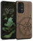 kwmobile Hülle kompatibel mit Samsung Galaxy A53 5G Hülle - Holz Case - Handy Cover - TPU Handyhülle in Dunkelbraun Kompass Vintage