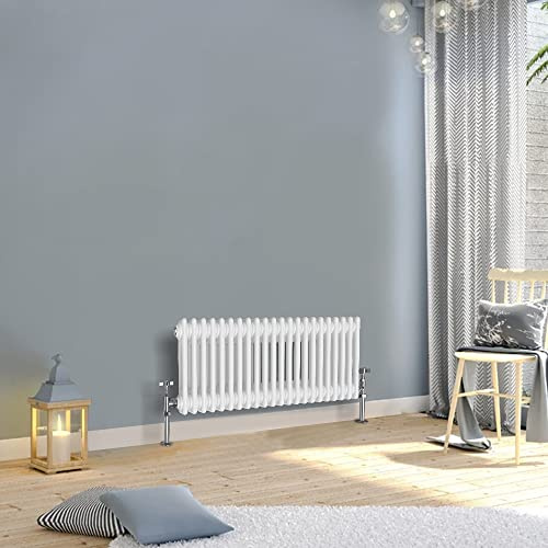 WarmeHaus 300x1010mm Horizontal Traditional 2 Column White Cast Iron Style Radiator Central Heating