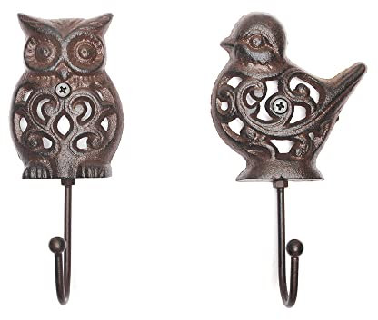 TentHome Garderobenhaken Antik Gusseisen Wandhaken hohler Vogelhaken Kleiderhaken Vogel Eule dekorativ Einzelhaken Schmiedeeisen Haken Landhaus Wanddeko Rostfarbe