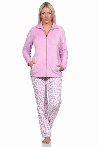 Normann Damen Hausanzug Homewear aus Coralfleece im Animal Look