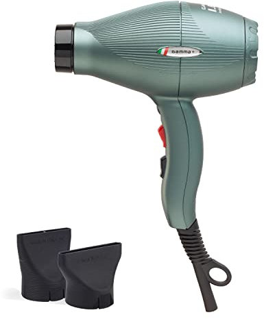 GAMMAPIU' Professioneller Haartrockner von I.E.S, energiesparend, intelligent, schnell trocknend mit ETC-Technologie, leicht, geräuschlos, 3 Geschwindigkeiten, konstante Temperatur (MOOSGRÜN)