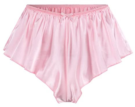 Satini Satin Culotte à Cannelures à la Française Jupe Shorts Culottes sous-vêtements (Rose Clair, XL)