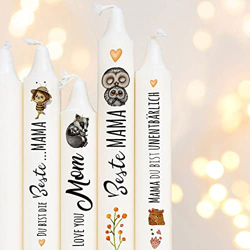ilka parey wandtattoo-welt Kerzensticker Kerzentattoo Kerzentattoos Tattoofolie Geschenk Meine Beste Mama unentbärlich Love You Mom für Kerzen o. Keramik A6 Bogen DIY Stickerbogen kst39