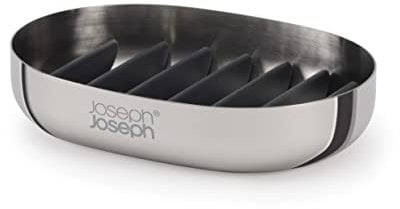 Joseph Joseph EasyStore, Jabonera Elegante de Acero Inoxidable con Rejilla escurridora, Drenaje rápido