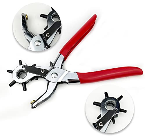 BRAVE TOOLS REVOLVING LEATHER PUNCH RIVET PLIER 6 SIZES DIY BELT EYELET PUNCHER HOLE CUTTER