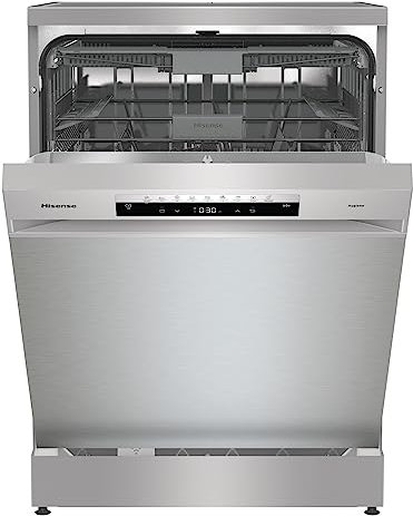 Hisense HS673C60X - Lavavajillas Independiente con Wifi 60 cm, 3º Bandeja, Bajo consumo, 16 Cubiertos, 7 Programas, 42 dB con modo Lavado Rápido,Inox