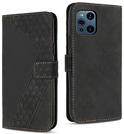 YIRRANZD Handyhülle für Oppo Find X3 / Oppo Find X3 Pro Hülle, PU Leder Klapphülle Kartenfach Ständer, Flip Case Cover Handytasche Schutzhülle für Oppo Find X3 / Oppo Find X3 Pro (Schwarz)