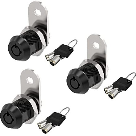 Jayseon 3 Pack RV Storage Locks, 5/8 Cabinet Locks with Keys, RV Cam Lock Keyed Alike RV Locks for Storage Door, Zinc Alloy