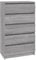vidaXL Schubladenschrank, Sideboard mit 5 Schubladen, Kommode für Wohnzimmer Schlafzimmer, Schrank Anrichte, Modern, Grau Sonoma Holzwerkstoff
