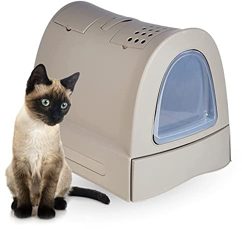Ligo - Lettiera Gatto chiusa Lettiera per Gatti con Filtro e Paletta contenitore sabbia igienico per gatto. MODERN (GRIGIO)