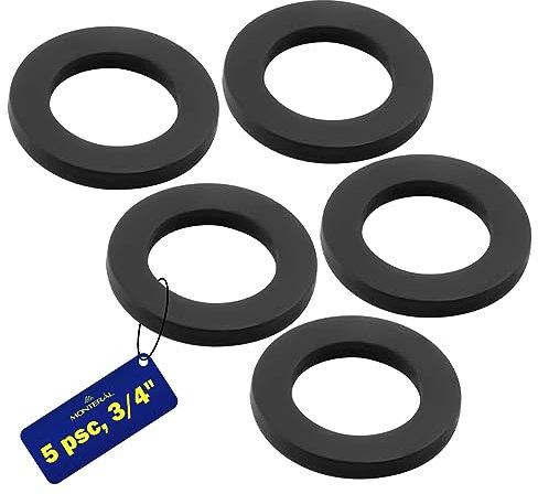 5 Stück Flachdichtung Gummi - für Zulaufschlauch mit 3/4 zoll Gewinde - Gummidichtung mit Garantie 10 Jahre - MONTERAL