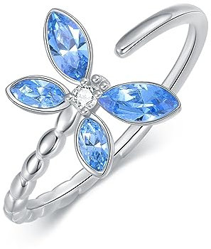 VONALA Libelle Wickeln Fingerringe 925 Sterling Silber Libelle Kristall Ring Offene Ringe Libelle Schmuck Geschenke für Damen Mädchen