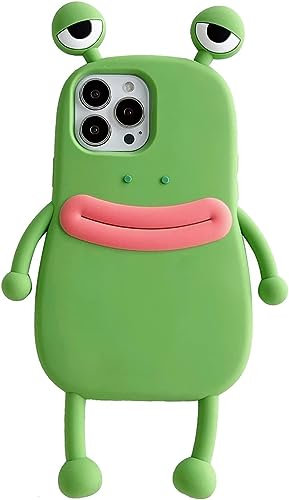 SGVAHY Kawaii Phone Cases Apply to iPhone 11,Cute Cartoon Green Frog Phone Case Unique Fun Cover Case 3D iPhone 11 Case Soft Silicone Shockproof Cover for Women Girls