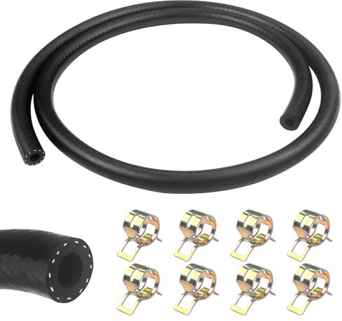 Newpop tubo benzina 6mm, 1 Metri tubo del carburante linea, tubo gasolio con 8pcs fascette stringitubo, kit per tubo della benzina per Motore Automobile Trattore Piccoli Motori Scooter