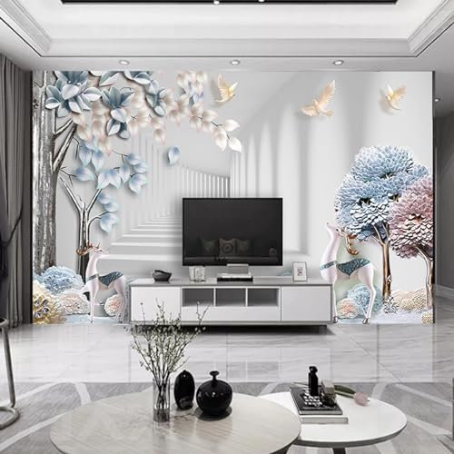 Hecto Papier Peint 250X300 Arbres Et Oiseaux Art Papier Peint Panoramique,Décoration Murale,Personnalisable,Papier Peint Toile À L'Huile,Mural Moderne Salon
