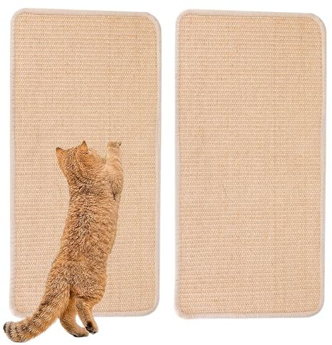 PZJFH 2 Stück Kratzmatte Katze, Kratzteppich Sisal, Wand Katzenkratzbrett, Kratzpappe für Katzen, Kratzbretter Katze an Wand/Sofa/Bett, Kratzmöbel Schutzung, Cat Scratcher, 30 x 60cm